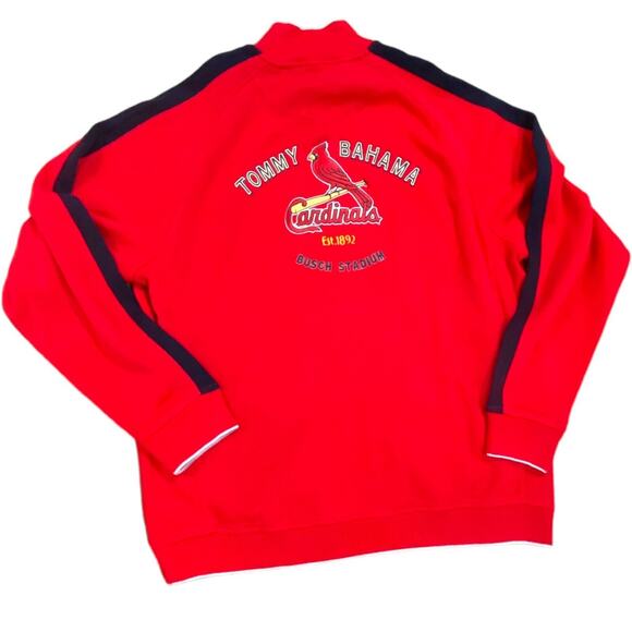 St Louis Cardinals Sweater Jacket Mens SIze Large Tommy Bahama Full Zip Cardigan - Picture 1 of 9